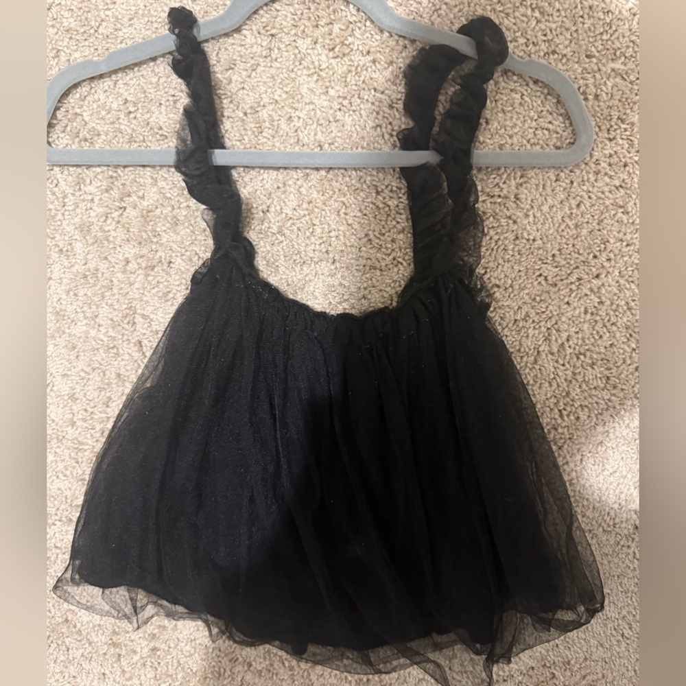 Sunday in Brooklyn Black Sheer Tulle Cropped Tank